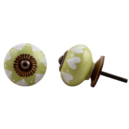 Lime Heart Ceramic Drawer Knob